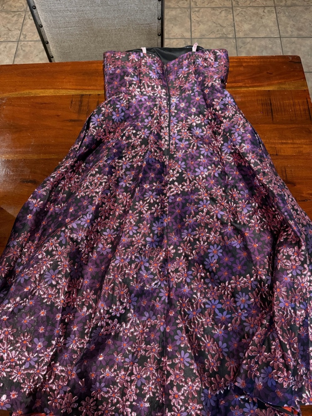 kate spade Strapless Floral Jacquard Midi Dress in Purple and Pink - Picture 3 of 4